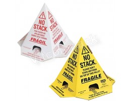 No Stack Pallet Cones 8 x 8 x 10 White/Red Tri-Lingual : English, Spanish & French (50/case)